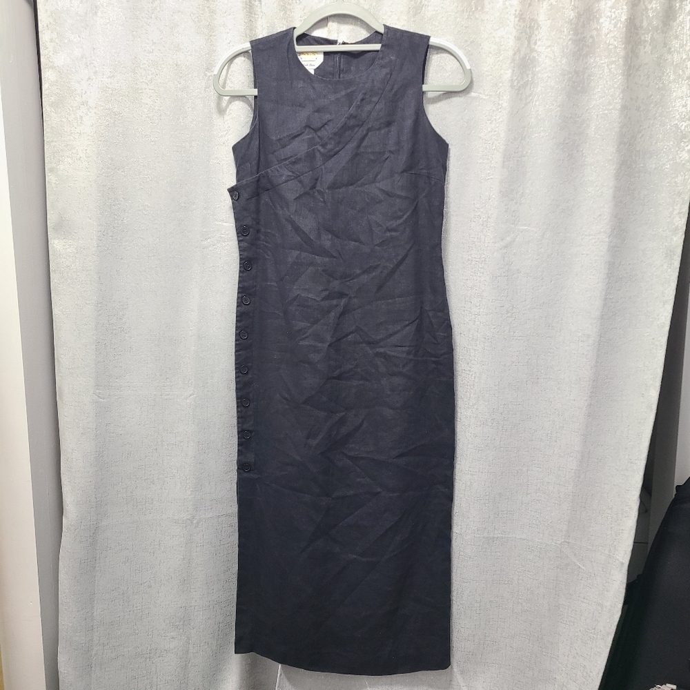 Talbots Irish Linen Black Maxi‎ Dress Size 4 Beautiful STUNNING